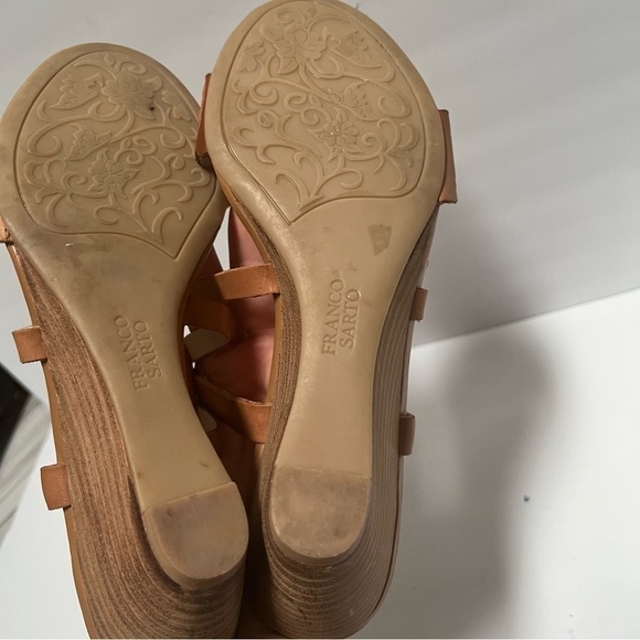Franco Sarto Women's Perforated Leather Wedge Sandals Heel Sandals Brown size 9 - Picture 9 of 12